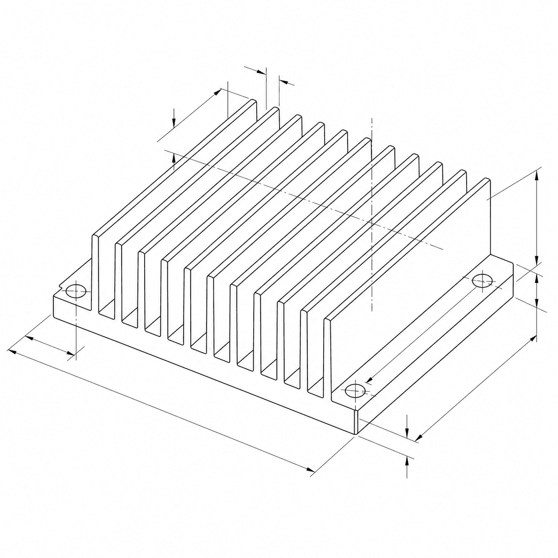 CAD-style technical drawing of a Heat sink generated by DrawCAD